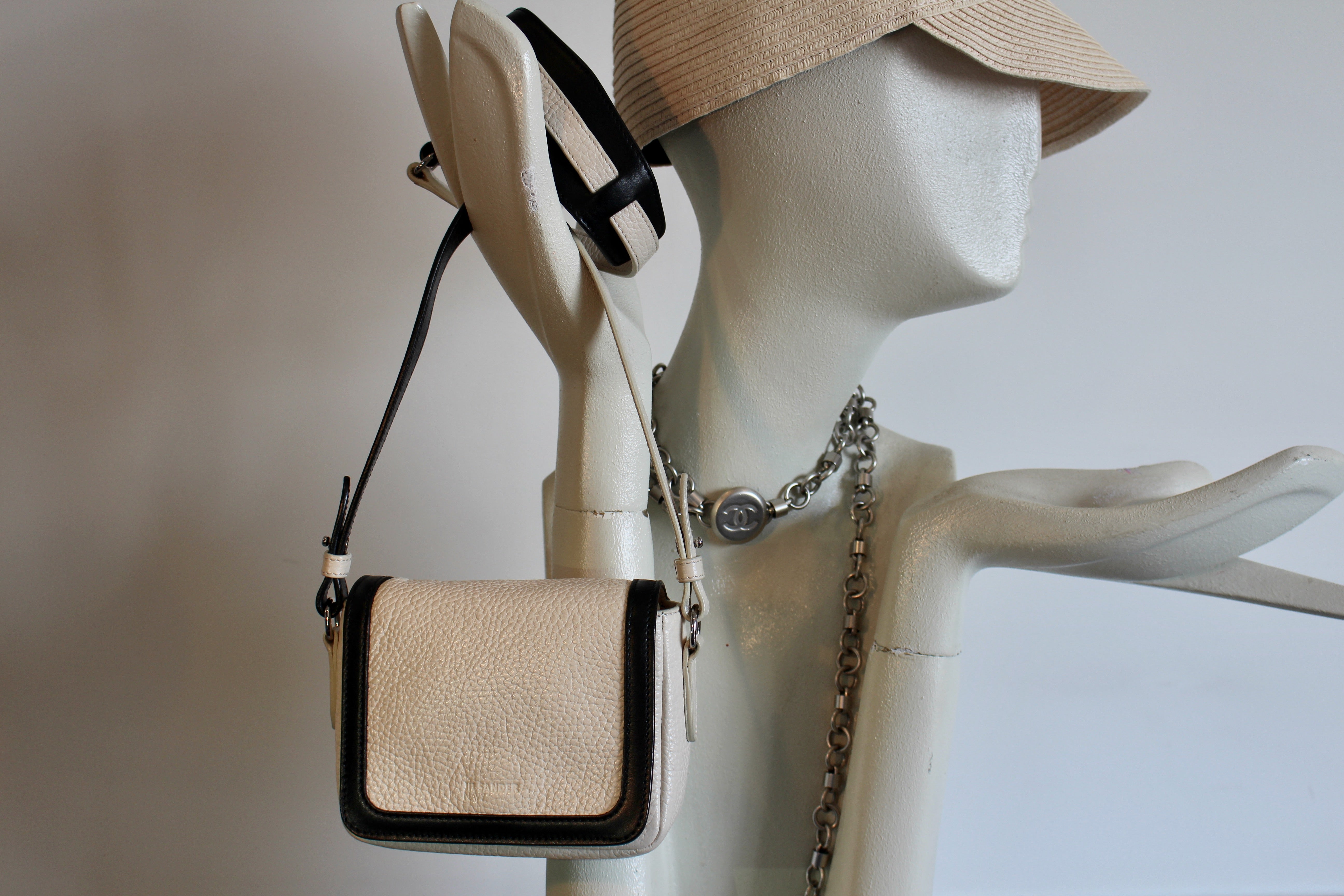 Jil Sander Navy Ivory and Black Cross Body Mini Bag