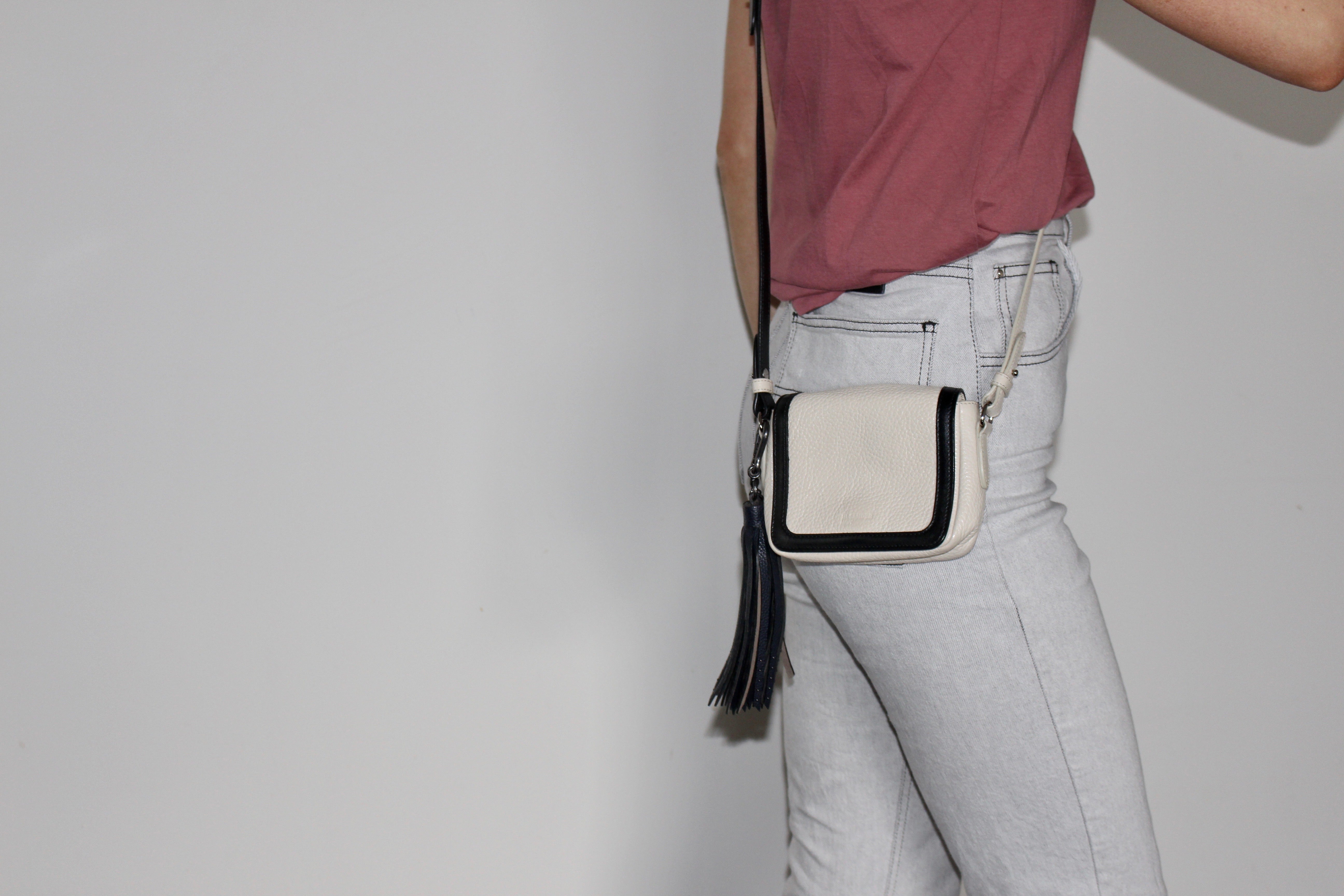 Jil Sander Navy Ivory and Black Cross Body Mini Bag